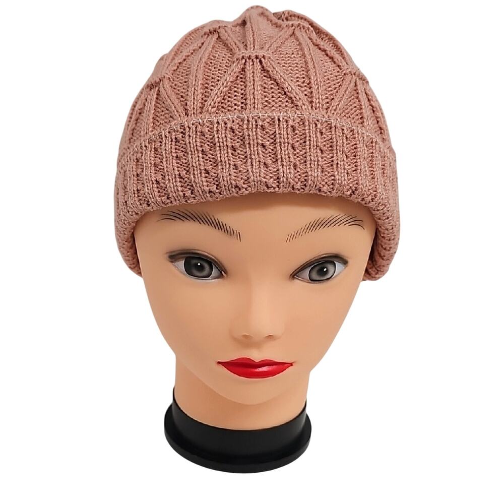 Women's Chic Blush Pink Knit Fall Winter Beanie Hat Skull Cap OSFM